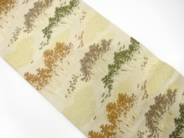 JAPANESE KIMONO / ANTIQUE FUKURO OBI / WOVEN CLOUD & TREE